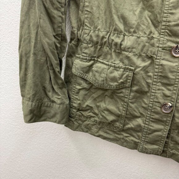 Talbots Green Cotton Linen Lyocell Utility Military Button Jacket Womens Medium - Picture 4 of 7